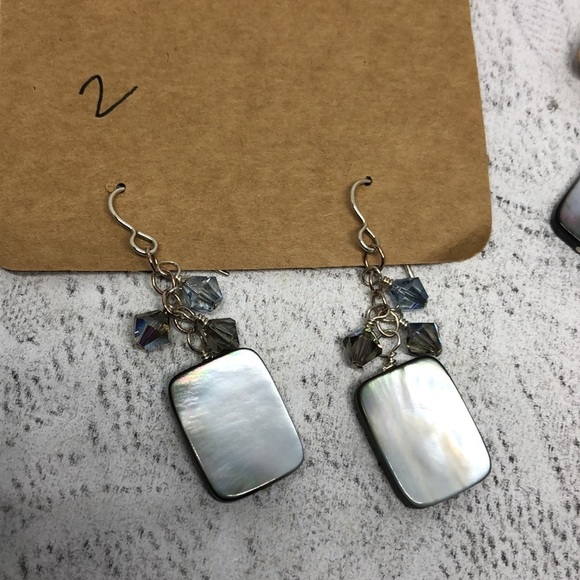 Artisan handcrafted abalone mop shell and crystal dangle earrings pick/choose - Picture 5 of 6
